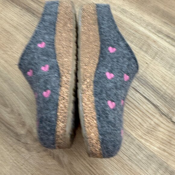 Haflinger Couricini Clogs Grey With Heart Embroidery Cozy Arch Support Wool 37 - Picture 5 of 9